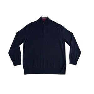 Brooks Brothers‎ 100% Merino Wool Sweater Mens XL Half Zip Pullover Navy Blue